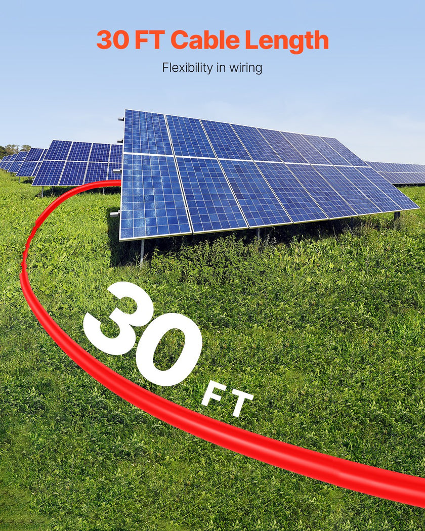 VEVOR 30FT Solar Panel Extension Wire with Female & Male Connectors 10AWG 1 Pair