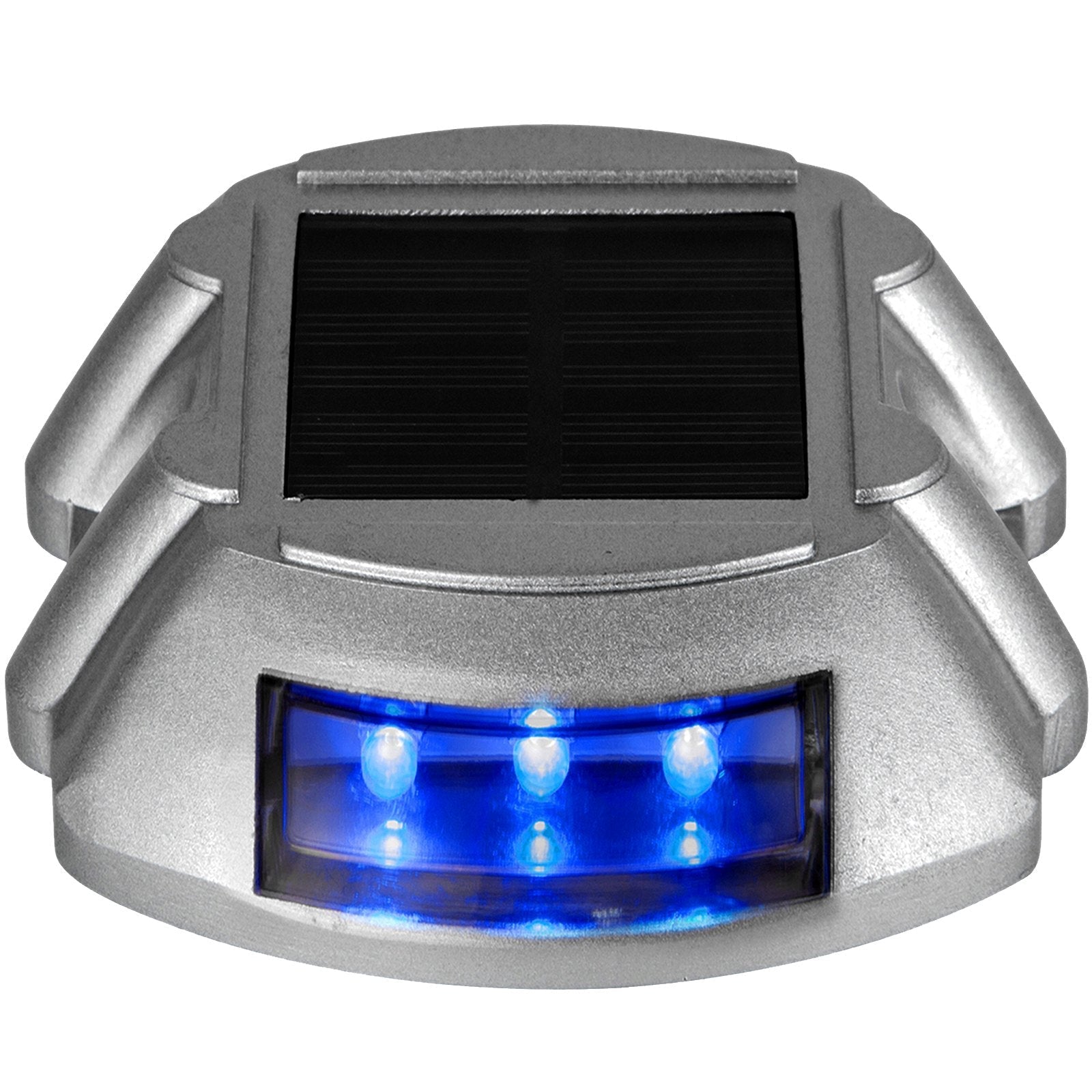 Driveway Lights 16-Pack, Solar Driveway Lights with Switch Button, Solar Deck Lights Waterproof, Wireless Dock Lights 6 LEDs for Path Warning Garden Walkway Sidewalk Steps, LED Bright Blue