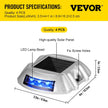 VEVOR Driveway Lights 4-Pack, Solar Driveway Lights with Switch Button, Solar Deck Lights Waterproof, Wireless Dock Lights 6 LEDs for Path Warning Garden Walkway Sidewalk Steps, LED Bright Blue