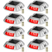 Vevor Driveway Lights, 8-Pack Solar Driveway Lights with Switch Button, Solar Deck Lights Waterproof, Wireless Dock Lights 6 LEDs for Path Warning Garden Walkway Sidewalk Steps, LED Bright Red