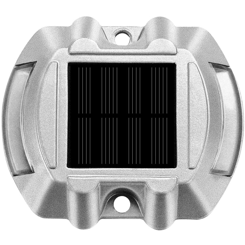 VEVOR Driveway Lights Solar Driveway Lights with Screw Solar Deck Lights Outdoor Waterproof Wireless Dock Lights 6 LEDs for Path Warning Garden Walkway Sidewalk Steps (White, 8-Pack)