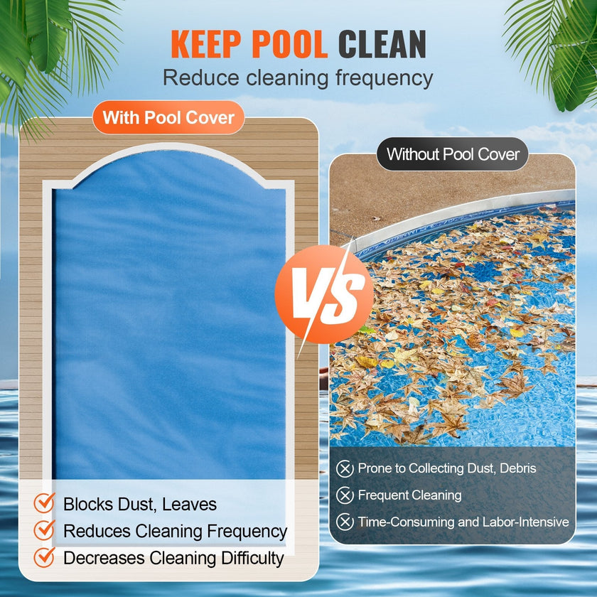 VEVOR Solar Pool Cover, 32 x 16 ft Rectangle Solar Blanket for Pools, Inground Above Ground Swimming Pool Solar Cover, 16 mil Solar Covers Blue