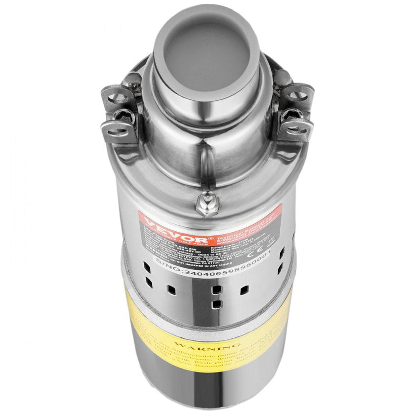 VEVOR Solar Water Pump, 24V DC 277W Submersible Deep Well Pump, Max Flow 9.25 GPM, Max Head 272 ft, Max Submersion 65.6 ft, Solar Powered Water Pump for Well, Farm Ranch Irrigation, Livestock Drinking