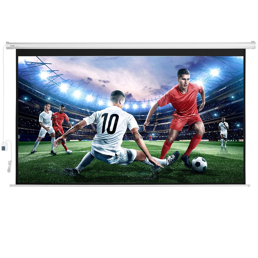 VEVOR Motorized Projector Screen, 120 inch 16:9 4K 1080 HD Electric Projector Screen, Automatic Projection Screen with Remote Control, Wall Mount Movie Screen for Family Home Office Theater