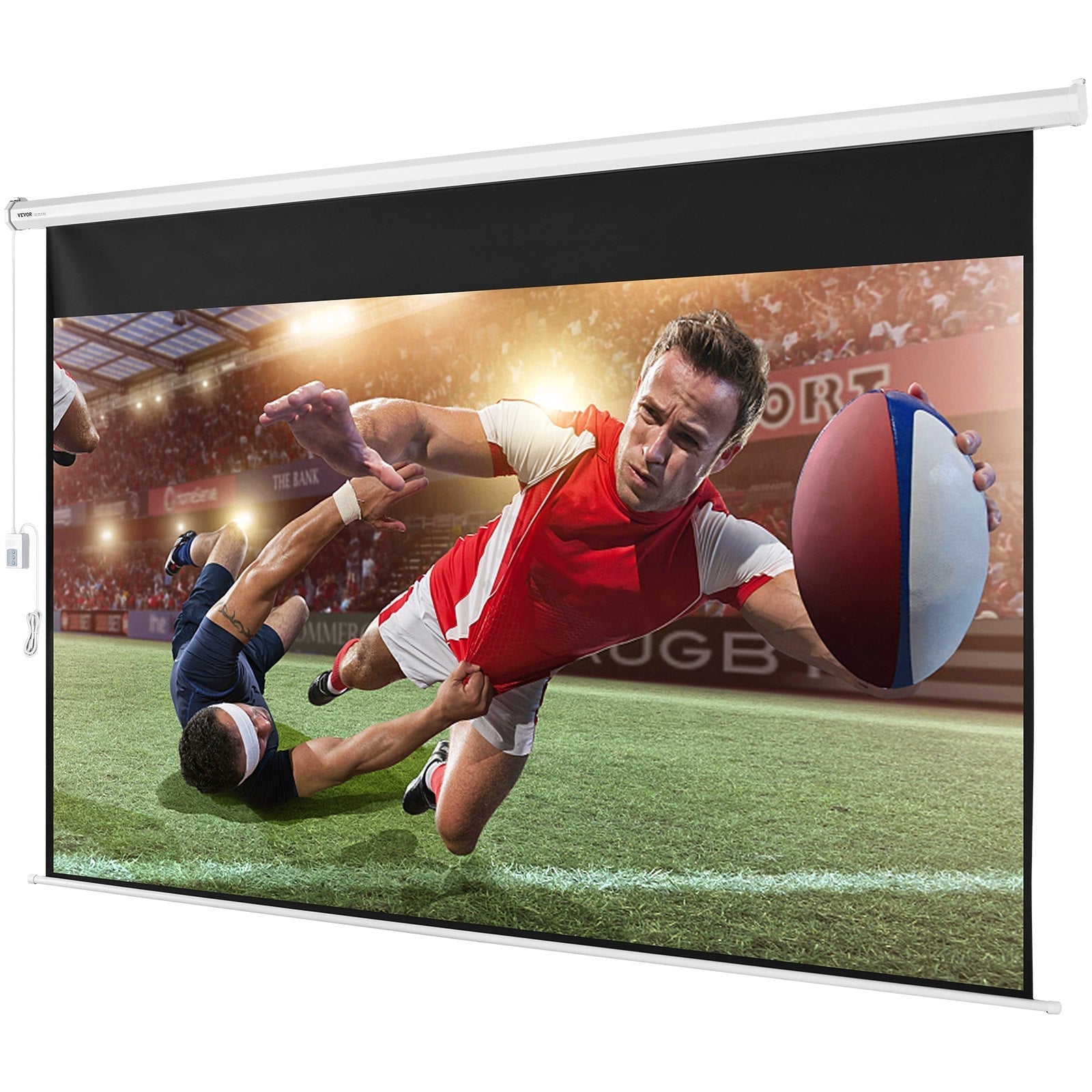 VEVOR Motorized Projector Screen, 120 inch 16:9 4K 1080 HD Electric Projector Screen, Automatic Projection Screen with Remote Control, Wall Mount Movie Screen for Family Home Office Theater