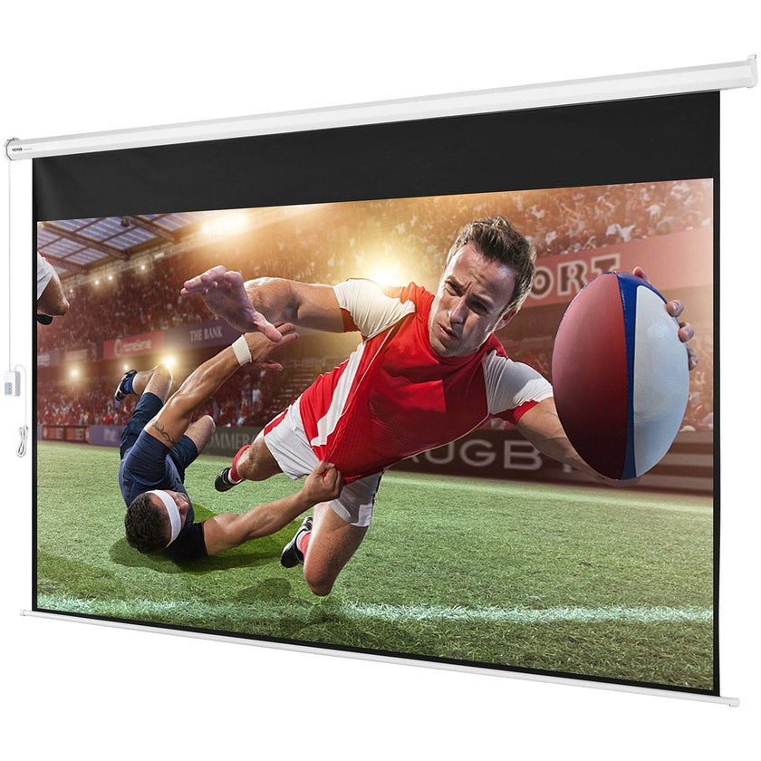 VEVOR Motorized Projector Screen, 120 inch 16:9 4K 1080 HD Electric Projector Screen, Automatic Projection Screen with Remote Control, Wall Mount Movie Screen for Family Home Office Theater