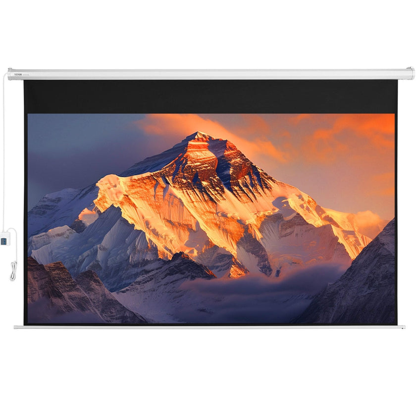 VEVOR Motorized Projector Screen, 120 inch 16:9 4K 1080 HD Electric Projector Screen, Automatic Projection Screen with Remote Control, Wall Mount Movie Screen for Family Home Office Theater