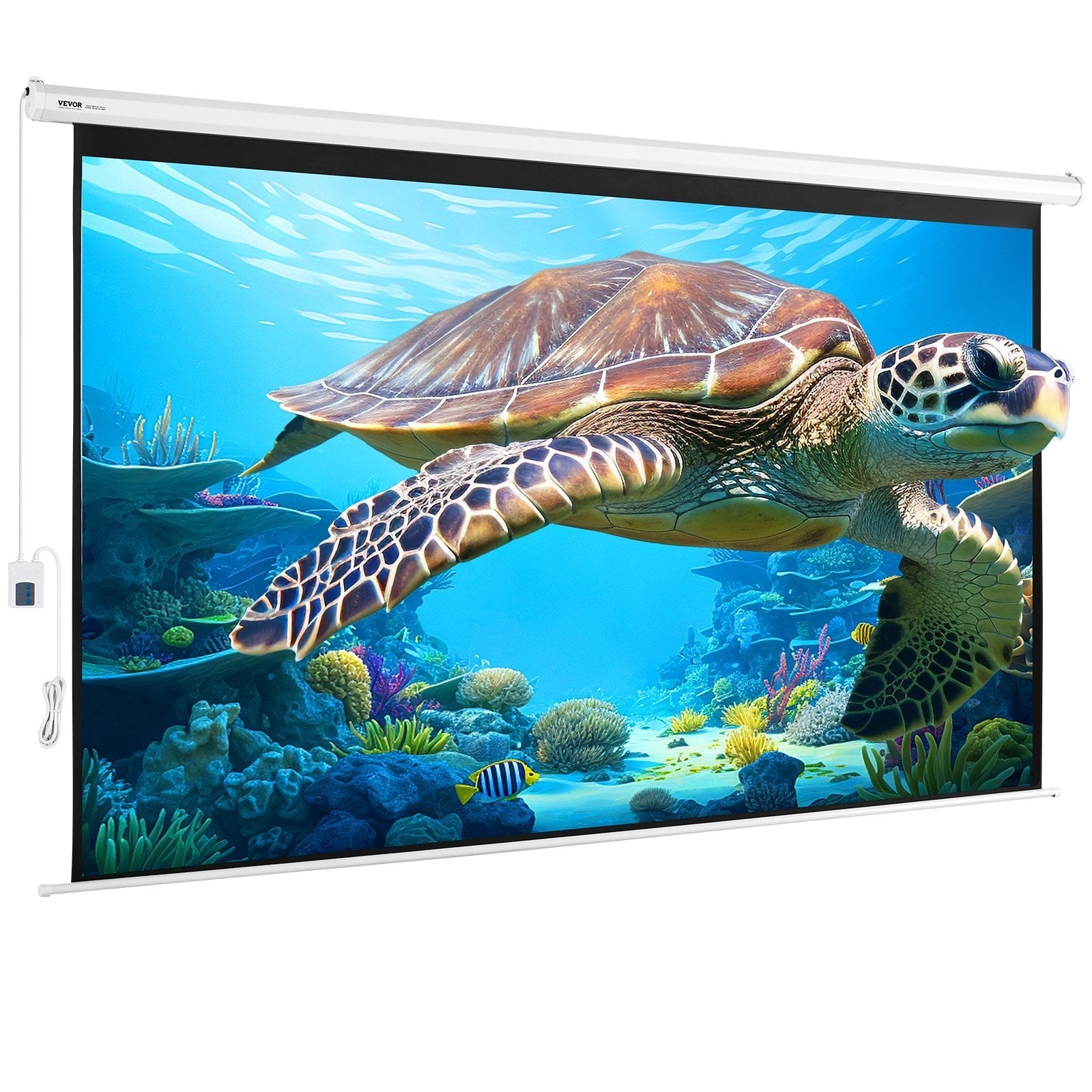 VEVOR Motorized Projector Screen, 120 inch 16:9 4K 1080 HD Electric Projector Screen, Automatic Projection Screen with Remote Control, Wall Mount Movie Screen for Family Home Office Theater