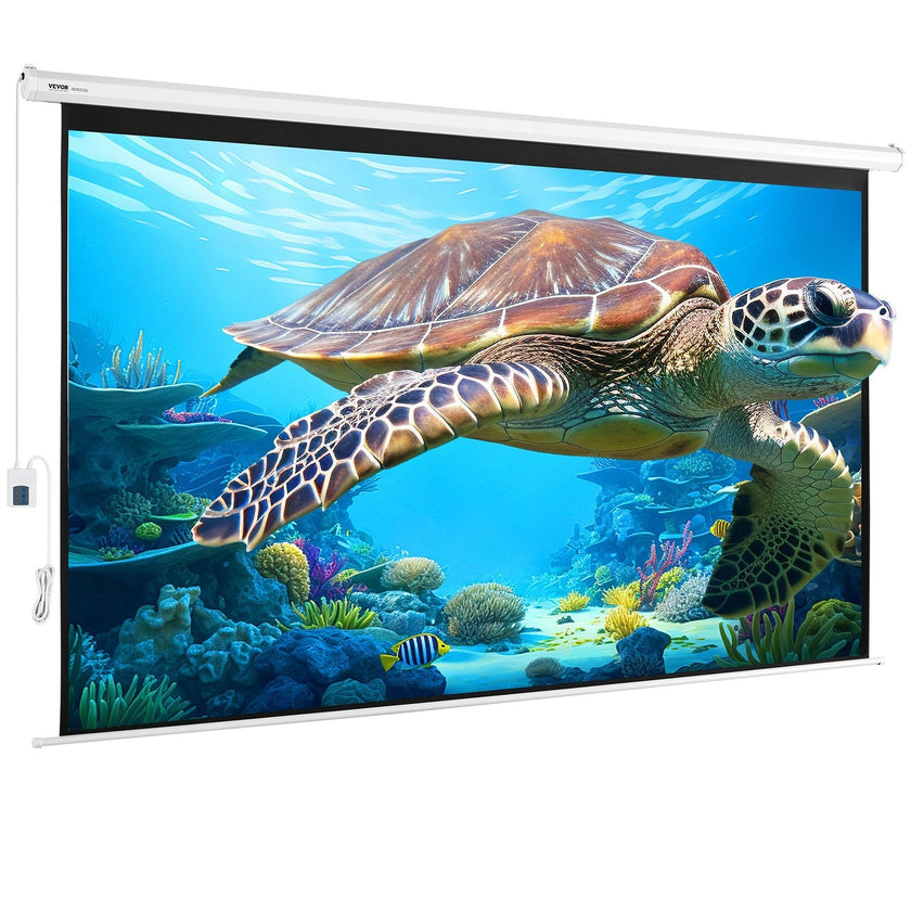 VEVOR Motorized Projector Screen, 120 inch 16:9 4K 1080 HD Electric Projector Screen, Automatic Projection Screen with Remote Control, Wall Mount Movie Screen for Family Home Office Theater
