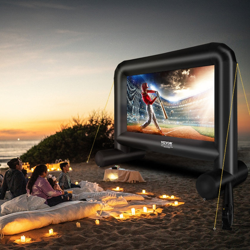 VEVOR Inflatable Movie Screen, 16 FT Inflatable Projector Screen for Outside with Blower and Carrying Bag, Front/Rear Projection, Oxford Fabric Blow Up Screen for Outdoor Parties Backyard Movie Night