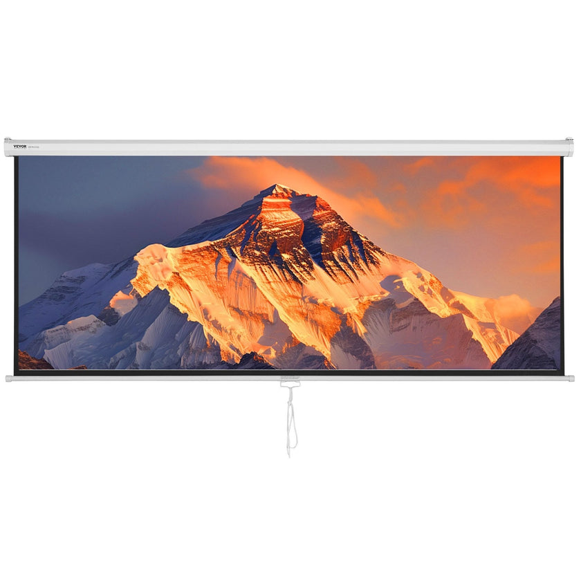 VEVOR Manual Pull Down Projector Screen, 100 inch 16:9 4K 1080 HD Retractable Projector Screen, Auto-Locking Portable Projection Screen, Portable Projector Movie Screen for Family Home Office Theater
