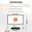 VEVOR Projector Screen with Stand, 120 inch 16:9 4K 1080 HD Outdoor Movie Screen with Stand, Wrinkle-Free Projection Screen with Tripods and Carry Bag, for Home Theater Cinema Backyard Movie Night
