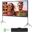 VEVOR Projector Screen with Stand, 120 inch 16:9 4K 1080 HD Outdoor Movie Screen with Stand, Wrinkle-Free Projection Screen with Tripods and Carry Bag, for Home Theater Cinema Backyard Movie Night