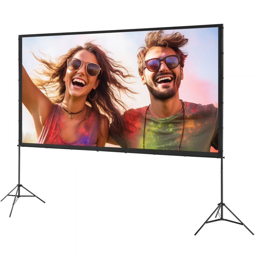 VEVOR Projector Screen with Stand, 120 inch 16:9 4K 1080 HD Outdoor Movie Screen with Stand, Wrinkle-Free Projection Screen with Tripods and Carry Bag, for Home Theater Cinema Backyard Movie Night