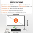 VEVOR Projector Screen with Stand, 150 inch 16:9 4K 1080 HD Outdoor Movie Screen with Stand, Wrinkle-Free Projection Screen with Tripods and Carry Bag