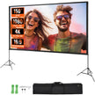 VEVOR Projector Screen with Stand, 150 inch 16:9 4K 1080 HD Outdoor Movie Screen with Stand, Wrinkle-Free Projection Screen with Tripods and Carry Bag