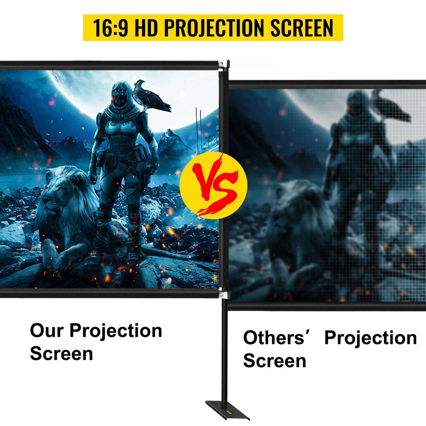 VEVOR Outdoor Movie Screen w/ Stand Portable Projector Screen 90