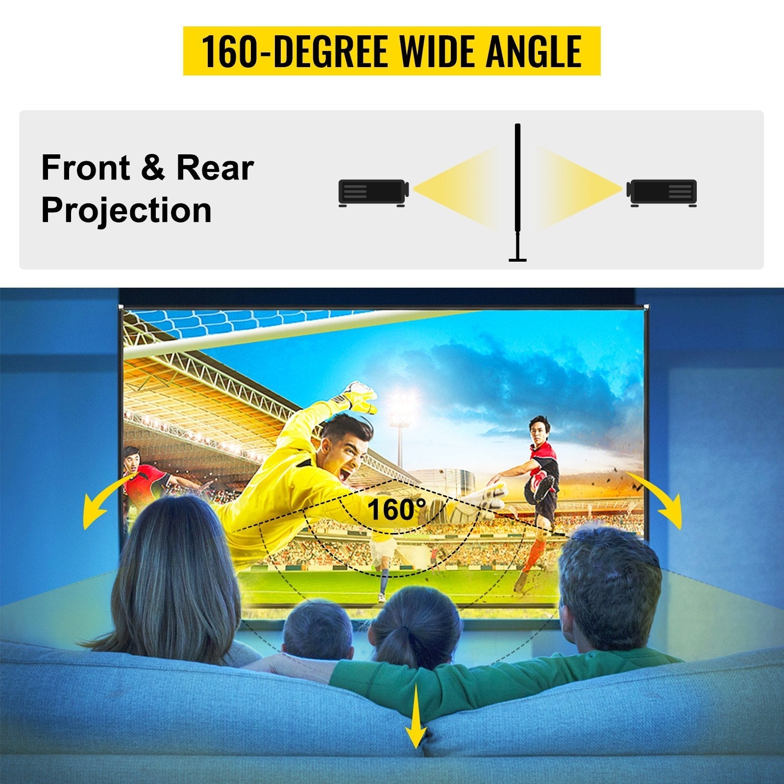 VEVOR Outdoor Movie Screen w/ Stand Portable Projector Screen 90