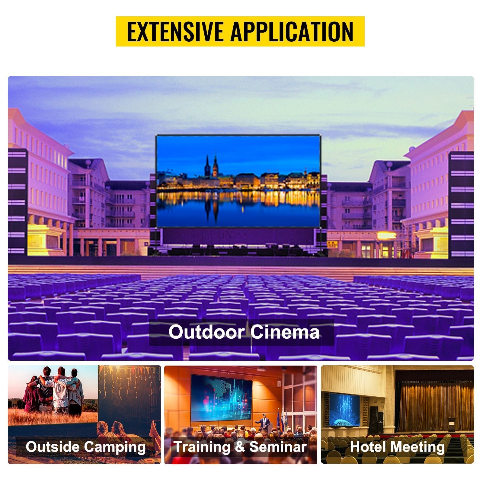 VEVOR Outdoor Movie Screen w/ Stand Portable Projector Screen 90