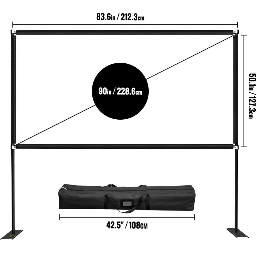 VEVOR Outdoor Movie Screen w/ Stand Portable Projector Screen 90