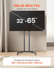 VEVOR Rolling TV Stand Mobile TV Cart Holds Up to 88 lbs for 32-65 Inch Screens
