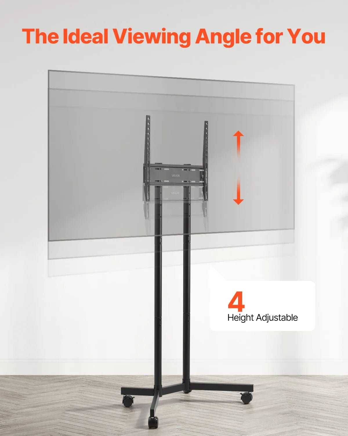VEVOR Rolling TV Stand Mobile TV Cart Holds Up to 88 lbs for 32-65 Inch Screens