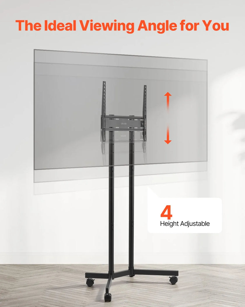 VEVOR Rolling TV Stand Mobile TV Cart Holds Up to 88 lbs for 32-65 Inch Screens