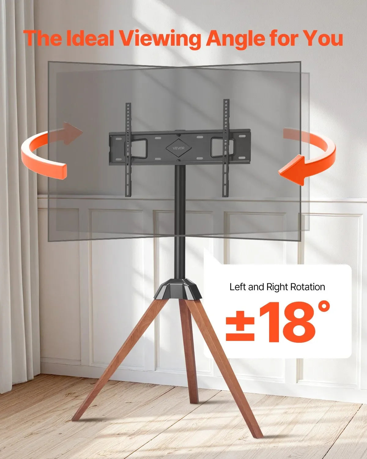 VEVOR Tripod Easel TV Stand Wood Legs Holds up to 99 lbs for 40-65 Inch Screens