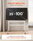 VEVOR Rolling TV Stand Mobile TV Cart Holds Up to 198 lbs for 35-100 In Screens