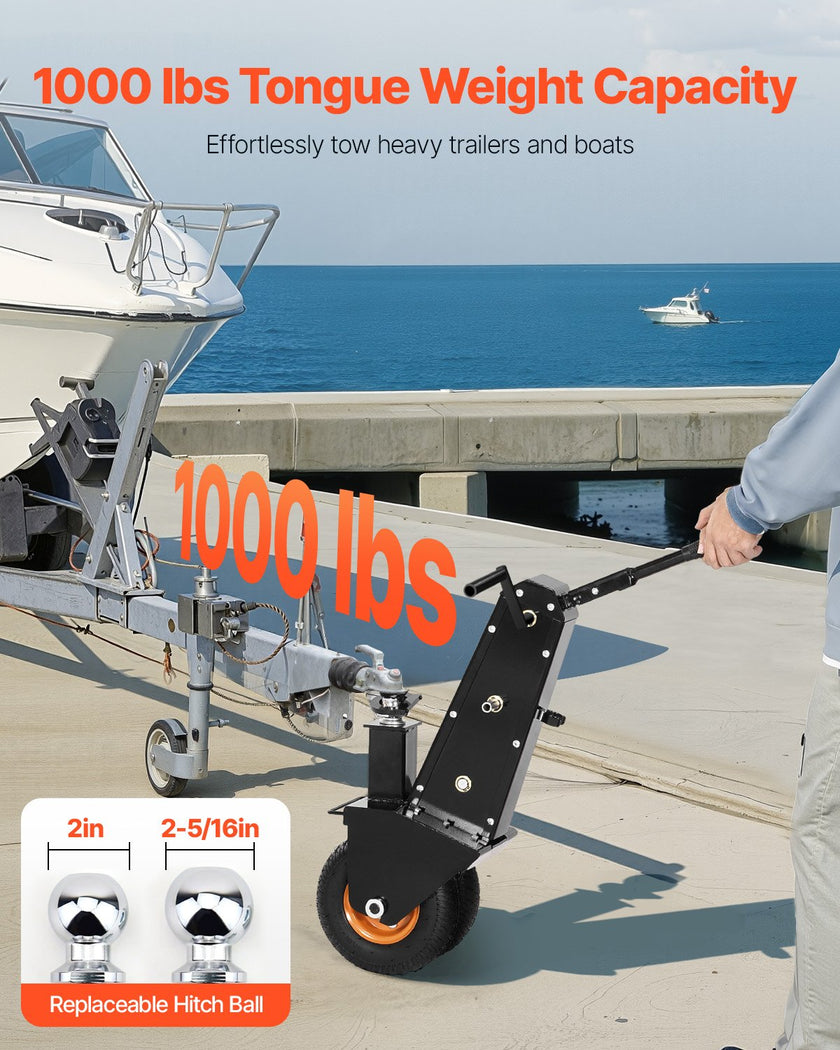 300lbs Adjustable Trailer Dolly 16.5 and 22 in Height 1-7/8 and 2 in Balls