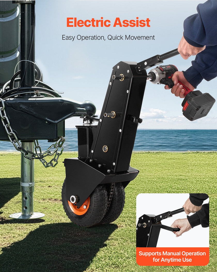 300lbs Adjustable Trailer Dolly 16.5 and 22 in Height 1-7/8 and 2 in Balls