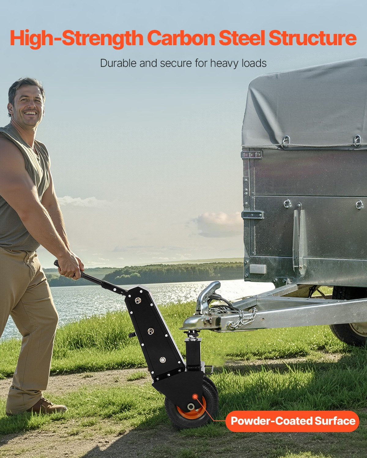 300lbs Adjustable Trailer Dolly 16.5 and 22 in Height 1-7/8 and 2 in Balls
