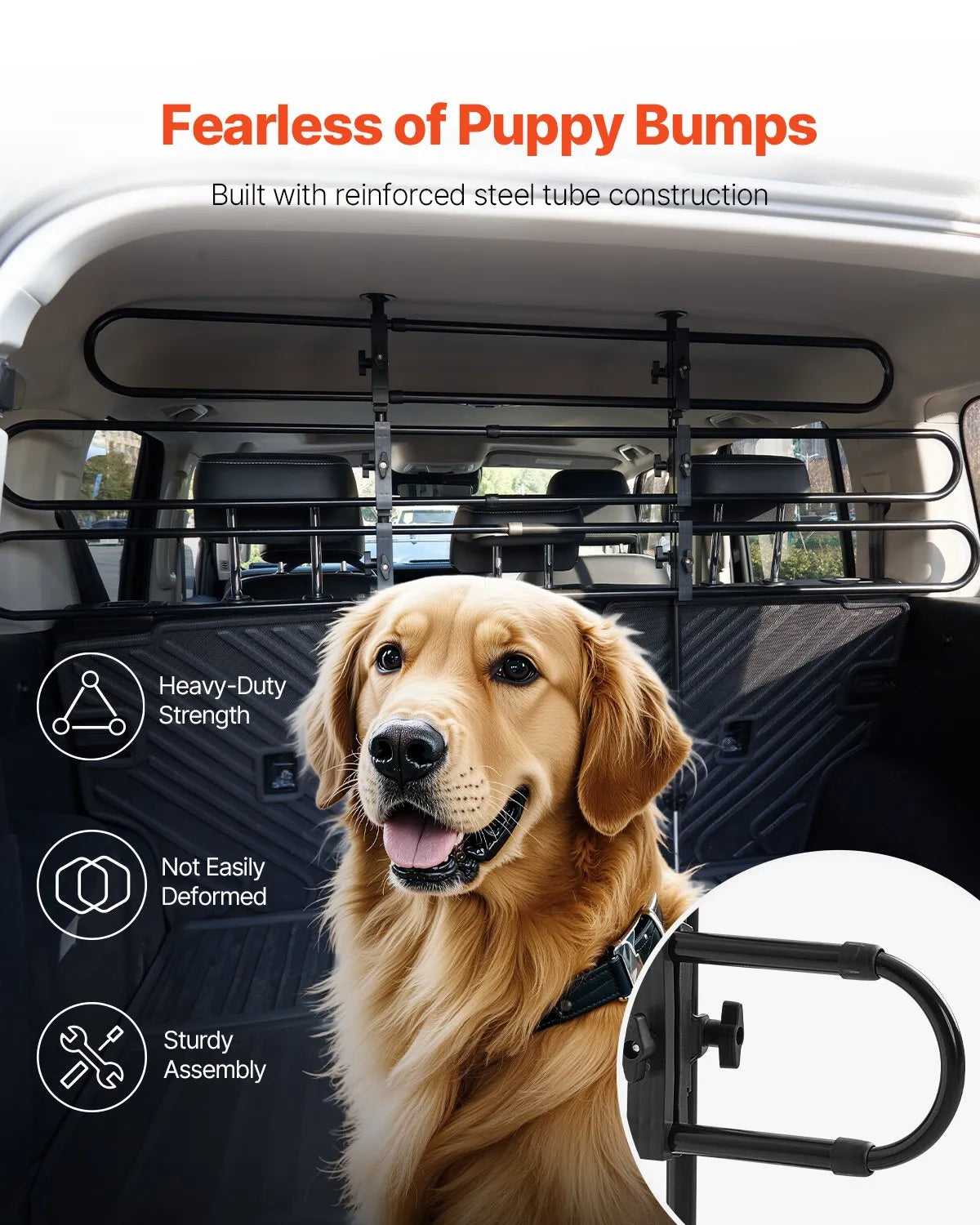 VEVOR Dog Car Barrier Metal Adjustable Pet Barrier Universal-Fit Pet Divider