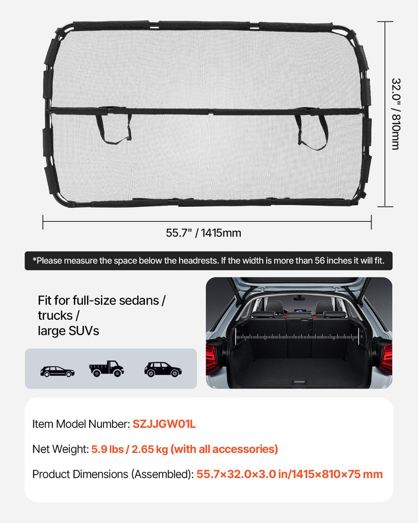 VEVOR Dog Car Barrier 56