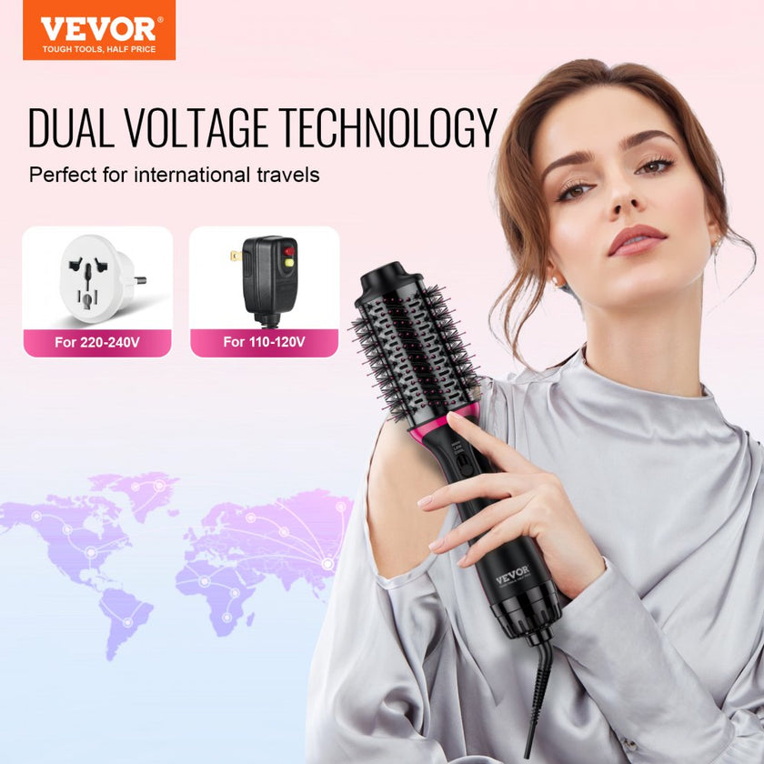 VEVOR Hair Blow Dryer Brush Dual Voltage Hot Air Styler with 2.56