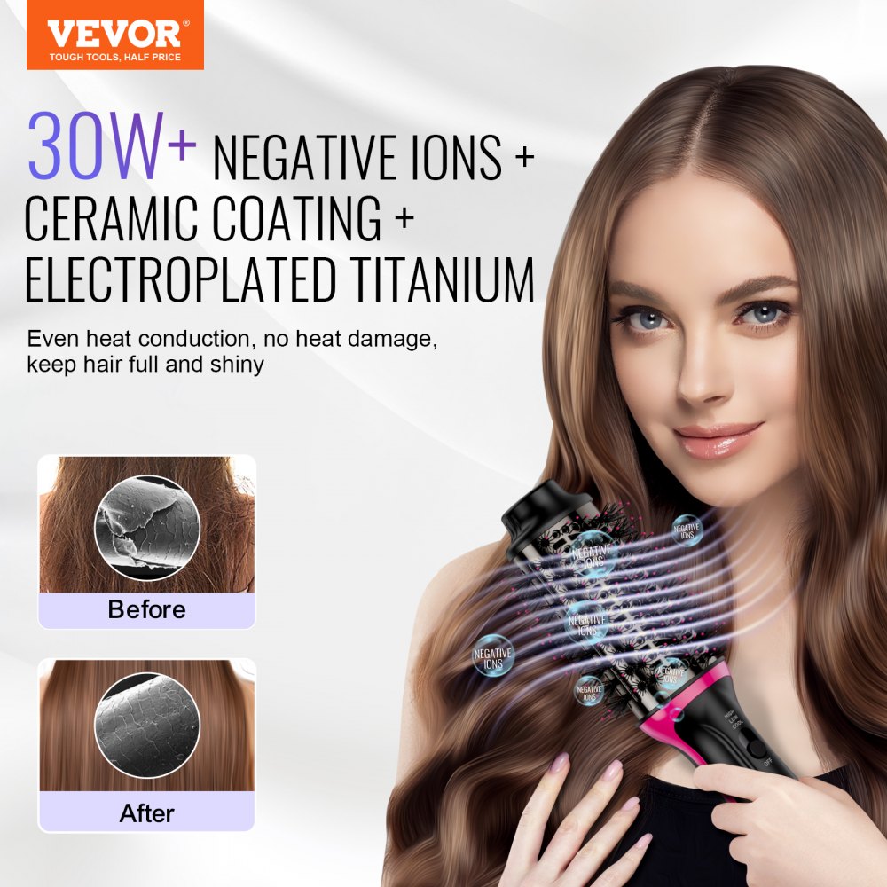 VEVOR Hair Blow Dryer Brush Ionic Hair Styler Volumizer with 2.56
