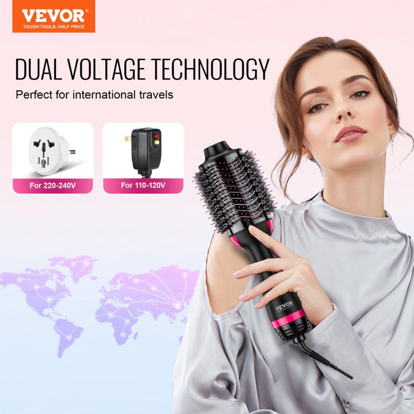 VEVOR Hair Blow Dryer Brush Dual Voltage Hot Air Styler with 2.95
