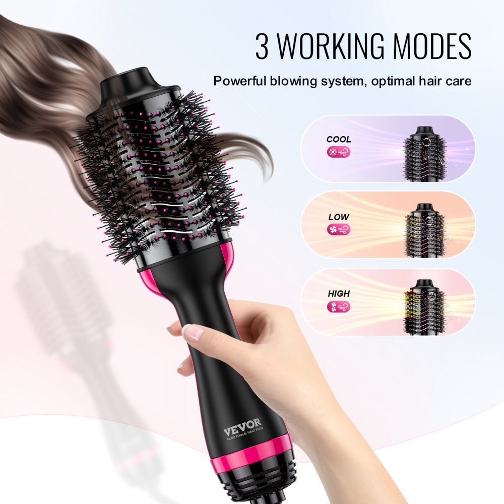 VEVOR Hair Blow Dryer Brush Dual Voltage Hot Air Styler with 2.95
