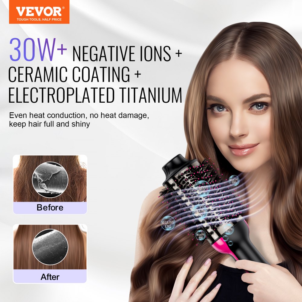 VEVOR Hair Blow Dryer Brush Ionic Hair Styler Volumizer with 2.95
