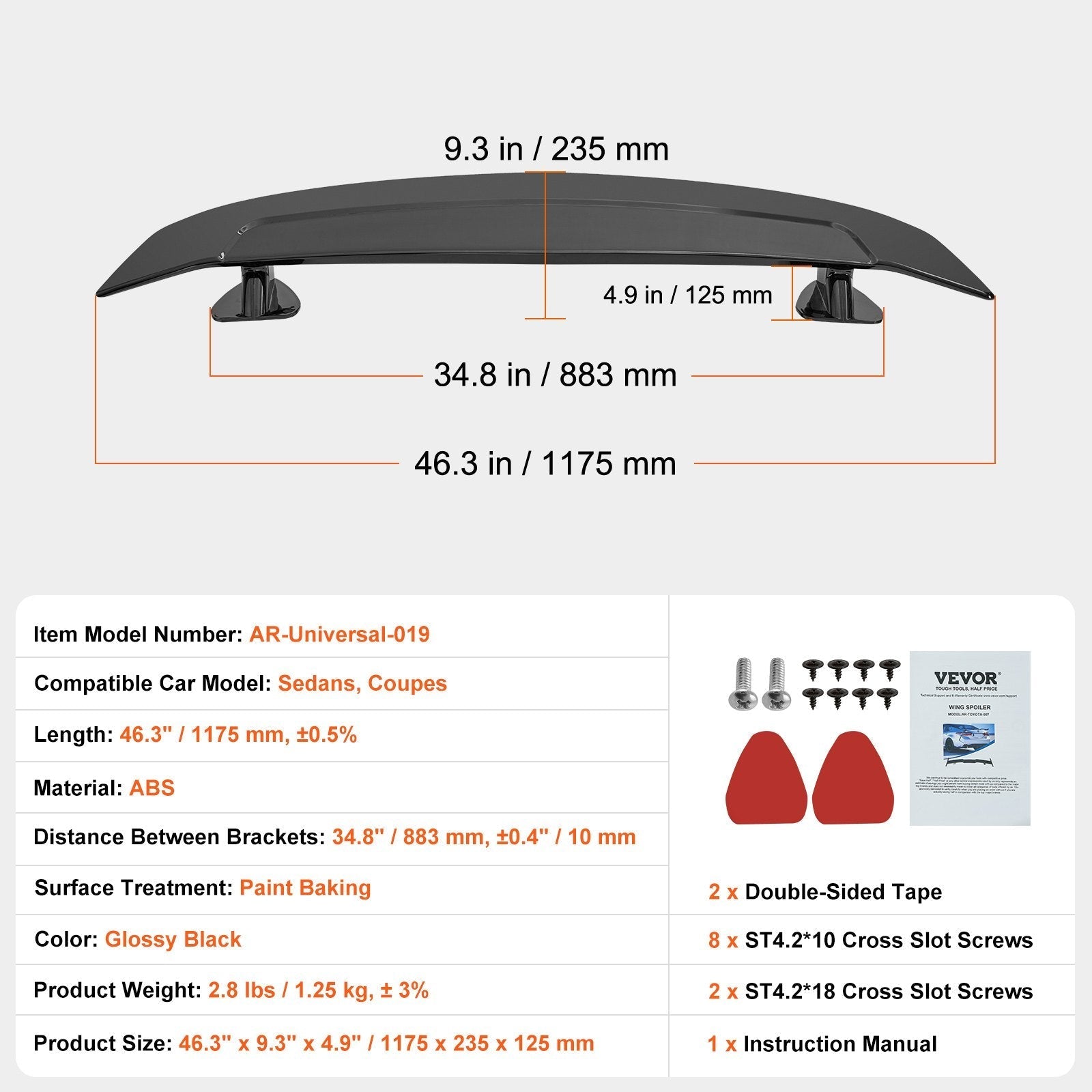SKYSHALO GT Wing Car Spoiler, 46.3
