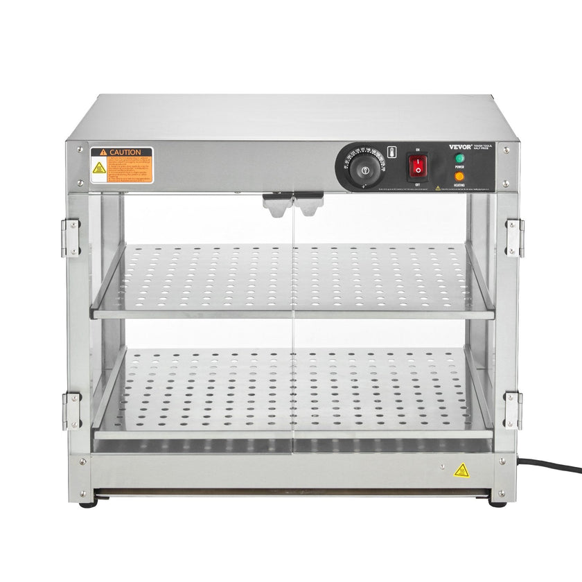 VEVOR 2-Tier Commercial Food Warmer Display Countertop Pizza Cabinet with Light