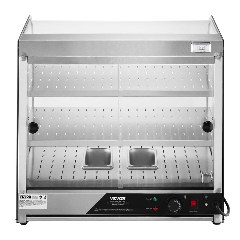 VEVOR 2-Tier Commercial Food Warmer Display Countertop Pizza Cabinet with Tong
