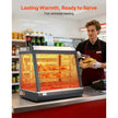 VEVOR 3-Tier Commercial Food Warmer Display, 1200W Food Display Warmer with LED Light, Top Storage and Adjustable Shelves, 86℉~185℉ Steam Heating, 75L for Hamburger, Pizza, Bread, Fried Chicken