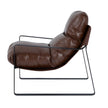 Modern Brown PU Leather Accent Chair Upholstered Armchair with Metal Frame Cushion Lounge Chair