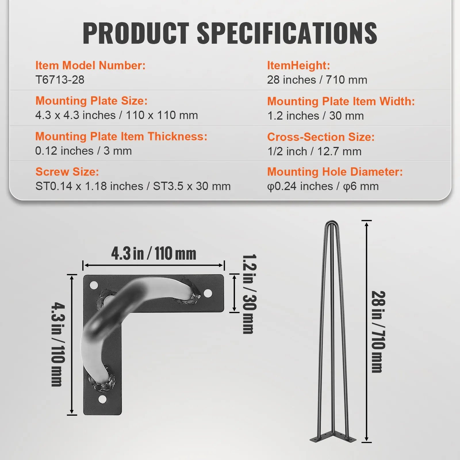 VEVOR Hairpin Table Legs 28