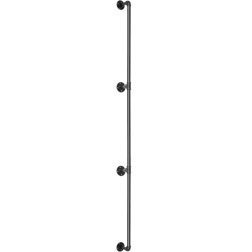 VEVOR Pipe Stair Handrail, 11FT Staircase Handrail, 440LBS Load Capacity Carbon Steel Pipe Handrail, Industrial Pipe Handrail with Wall Mount Support, Round Corner Wall Handrailing for Indoor, Outdoor