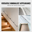 VEVOR Pipe Stair Handrail, 13FT Staircase Handrail, 440LBS Load Capacity Carbon Steel Pipe Handrail, Industrial Pipe Handrail with Wall Mount Support, Round Corner Wall Handrailing for Indoor, Outdoor
