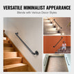 VEVOR Pipe Stair Handrail, 2FT Staircase Handrail, 440LBS Load Capacity Carbon Steel Pipe Handrail, Industrial Pipe Handrail with Wall Mount Support, Round Corner Wall Handrailings for Indoor, Outdoor