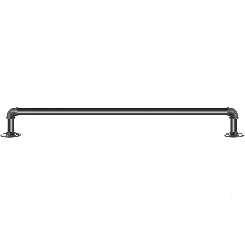 VEVOR Pipe Stair Handrail, 3FT Staircase Handrail, 440LBS Load Capacity Carbon Steel Pipe Handrail, Industrial Pipe Handrail with Wall Mount Support, Round Corner Wall Handrailings for Indoor, Outdoor