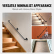 VEVOR Pipe Stair Handrail, 4FT Staircase Handrail, 440LBS Load Capacity Carbon Steel Pipe Handrail, Industrial Pipe Handrail with Wall Mount Support, Round Corner Wall Handrailings for Indoor, Outdoor